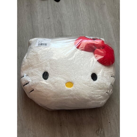 Hello Kitty Plush Throw Pillow White & Red Bow Cute Decorative Accent 15X20 - Picture 3 of 5